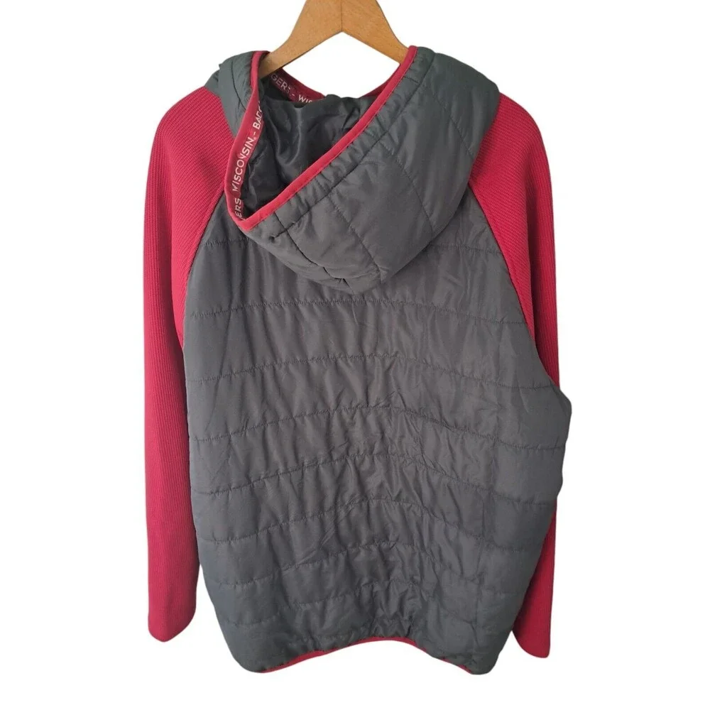 University of Wisconsin Men's Gray & Red Hooded Jacket